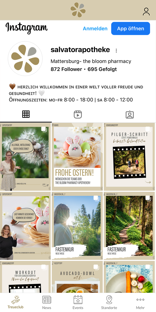 The Bloom Pharmacy App instagram 